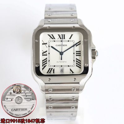 Cartier Santos 41.9*35.1mm 316L Steel 9015 Movement Silver/Gold/Rose Gold Bezel Watch